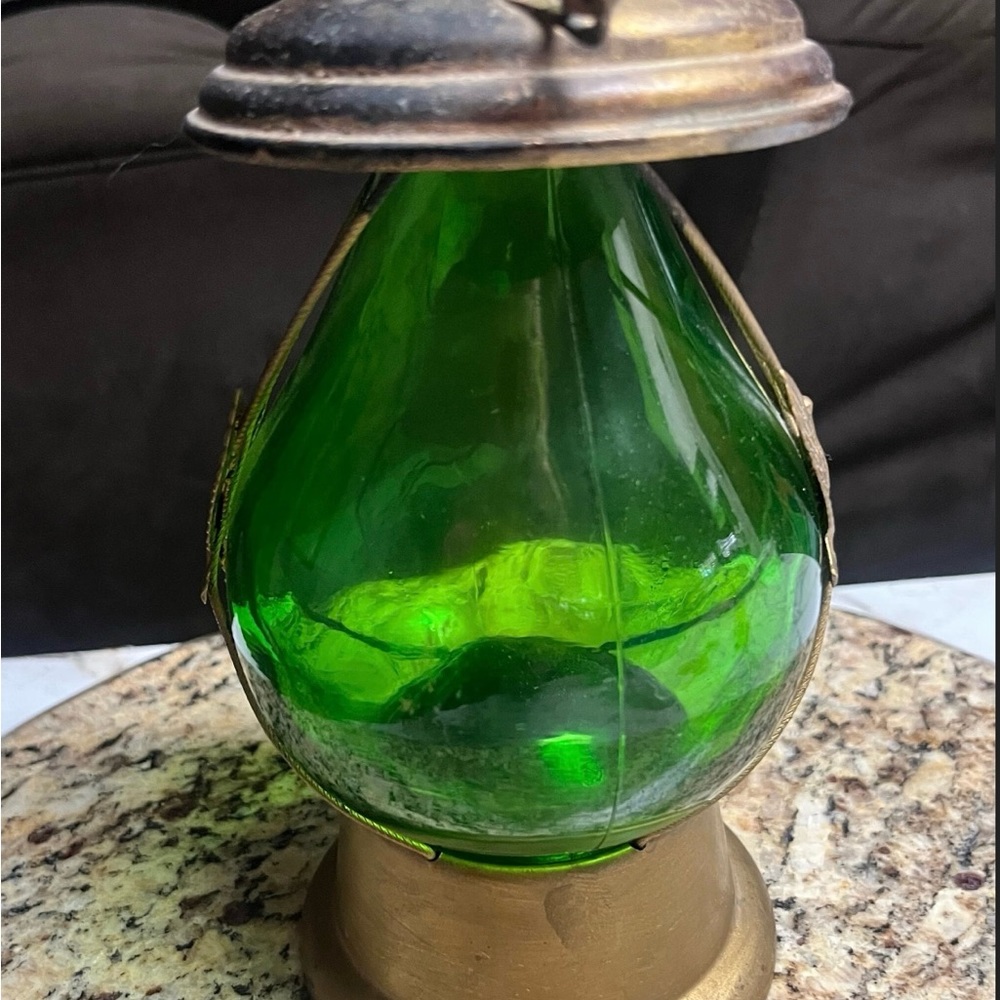 Mid-Century • Musical • Green • Glass W/ Copper Bottle - Picture 7 of 11